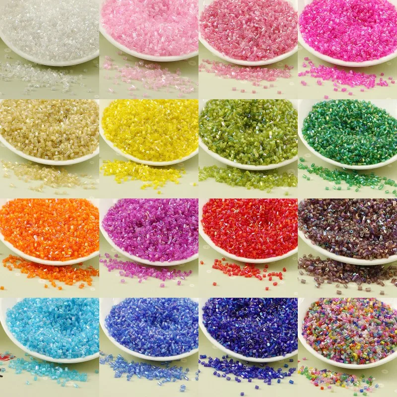 600Pcs/Lot 2mm Brilliant Glass Beads Transparent DIY 11/0 Glass Bugle Seedbeads For Craft Jewelry Garment Accessories