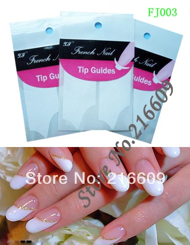 Hot 30pcs/Lot French Manicure Nail Art Tips Form Fringe 10 Style Guides Sticker DIY Stencil Nail Polish Mate Free shipping