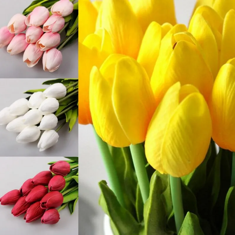 

100 pcs/lot Tulip Artificial Flower PU Artificial bouquet Real touch flowers For Home Wedding decoratiom Supplies