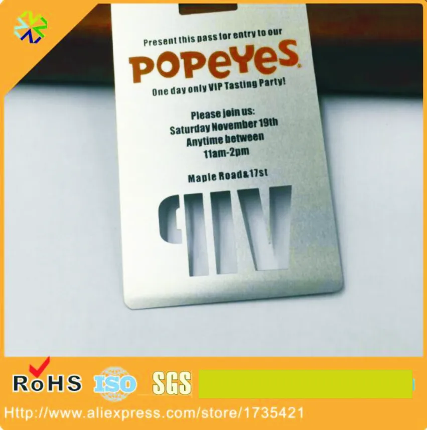 New products bare stainless steel business name card with custom print cut out