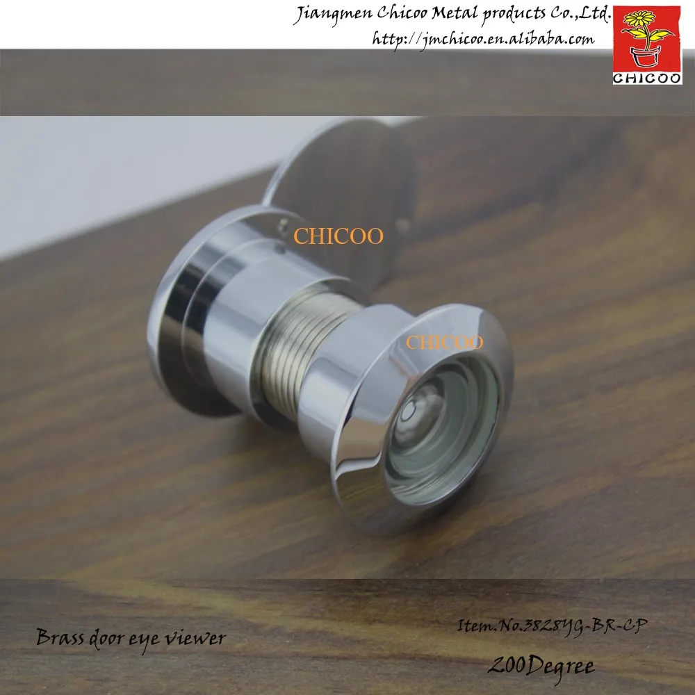 wholesale 10PCS Brass Polish CHROME 200 Degree wide angle with glass lens door viewer Peephole Door Security Viewer