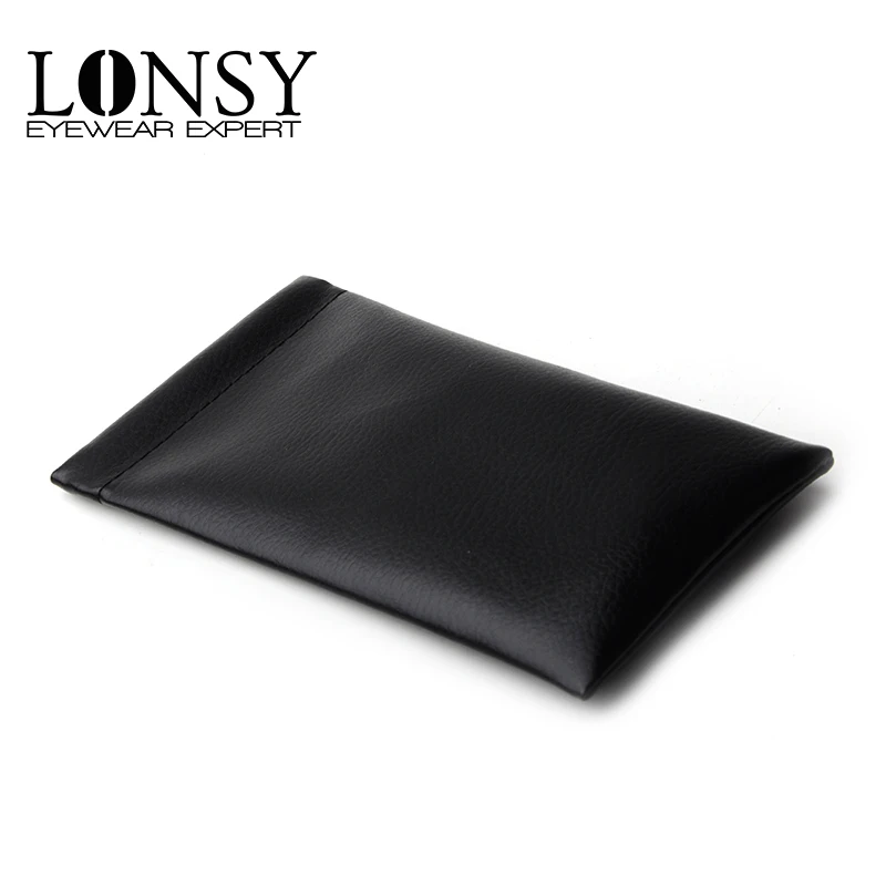 LONSY 10Pcs/Lot Fashion Brand PU Glassses Case Soft Eyeglasses Bag Sunglasses Pouch Black Color Accessories Can Customize Logo.