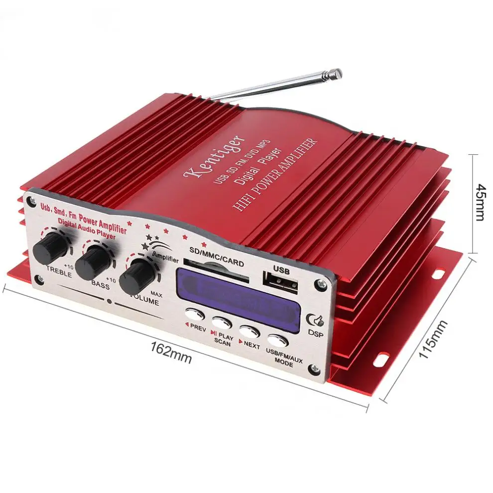 Kentiger DC12V Hi-Fi Car Stereo Amplifier FM Radio Digital Player Support USB / SD / FM / MMC / DVD / MP3 Input