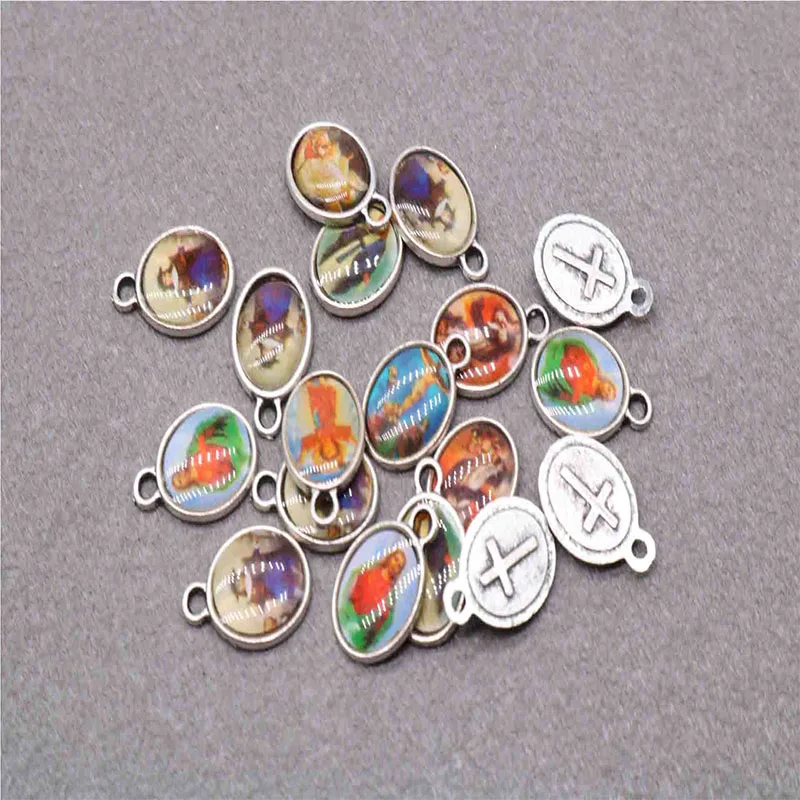 100 pieces of religious icons amulet various Jesus icons handmade medals day charm handmade jewelry DIY accessories