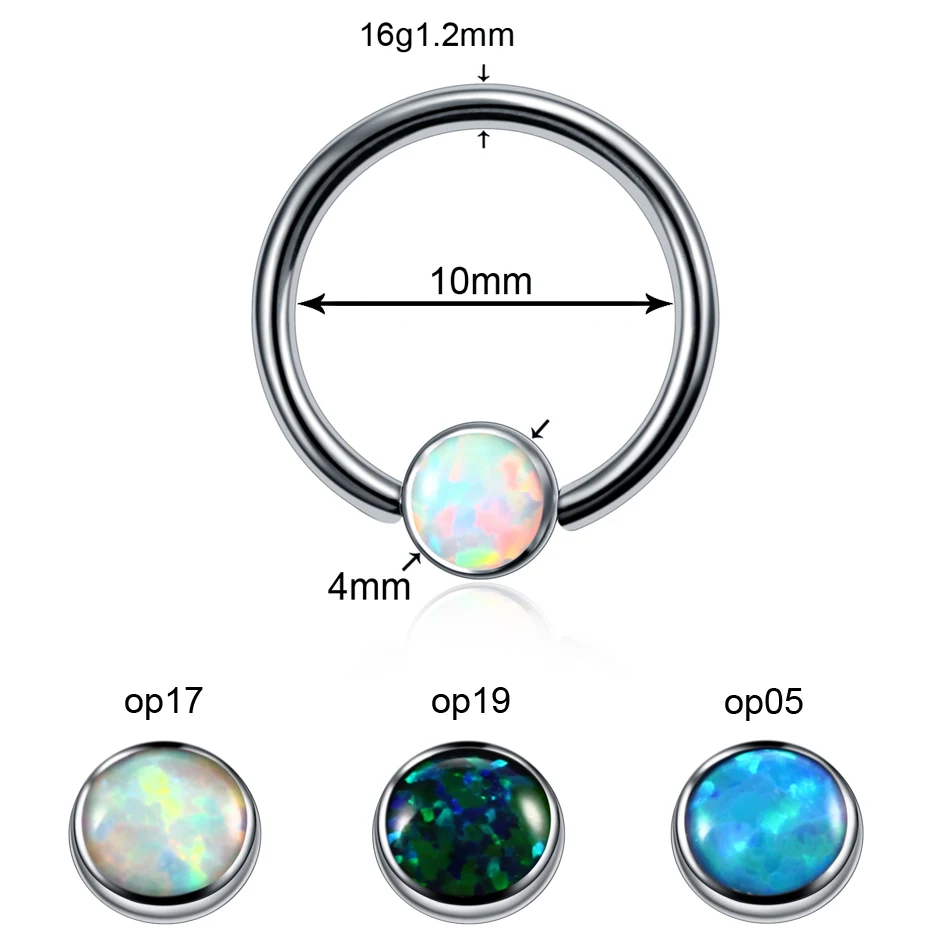 1PC Titanium Labret Nostril Vagina CBR Piercings Opal Ear Septum Helix Cartilage Opal BCR Piercings Micro Dermal Anchor Jewelry