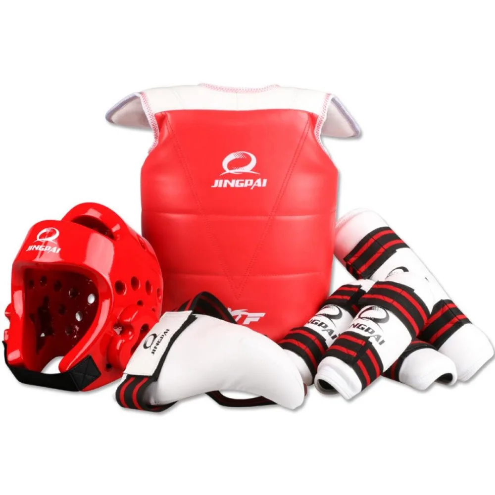 Wholesale WTF approved Taekwondo protectors suite Helmet chest shin arm guards Child karate headgear MMA kick body hugo Helmets