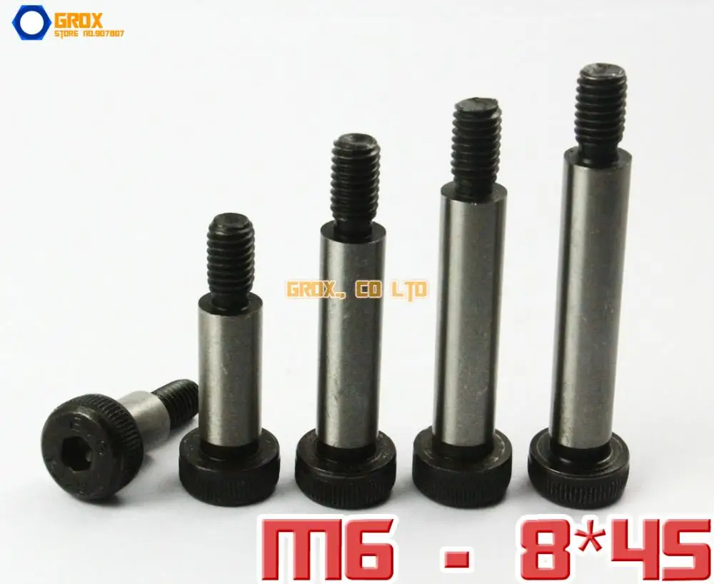 10 Pieces M6 Threaded 8 x 45mm 12.9 Grade Alloy Steel Hexagon Socket Head Shoulder Screw Bolt