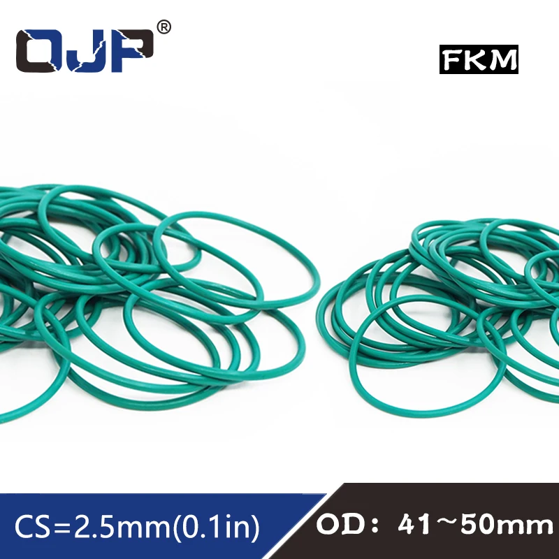 5PCS Fluorine rubber Ring Green FKM O ring Seal OD41/42/43/44/45/46/47/48/50*2.5mm Rubber O-Rings Oil Ring Fuel Gaskets Washer