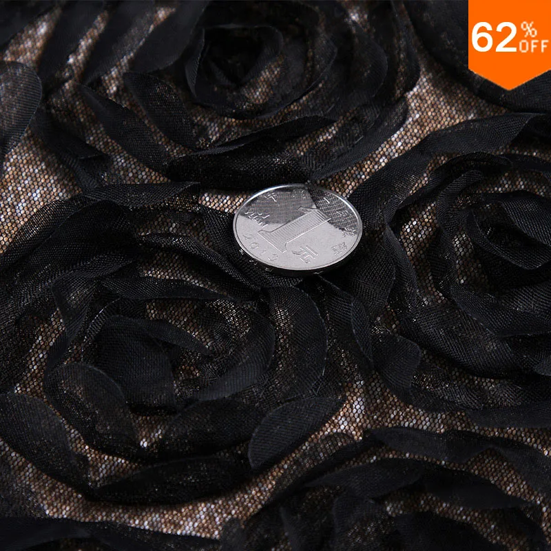 Black flowers for wedding dress material sewing floor cover desk cover african chemical lace round flowers best tecido wedding