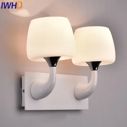 

IWHD 2 Heads Glass Sconce Led Wall Light Fixtures Fashion Iron Modern Wall Lamp Creative mushroom-shape Wandlamp Home Lighting