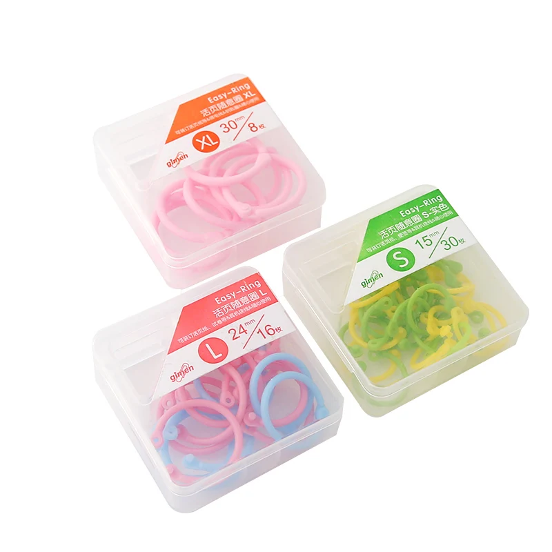 1 box Colored Easy Ring Paper Book Loose Leaf Binder Multi-function Circle Calendar Ring Keychain Key Ring