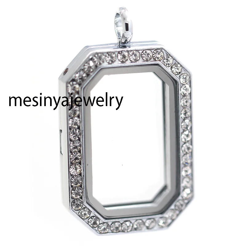 6pcs Octagon czech crystal strong magnetic authentic glass living pendant locket for floating charms love note keepsake xmasgift