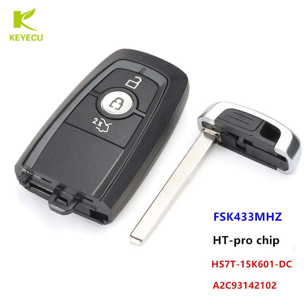 

KEYECU OEM Smart Prox Remote Key 3 Button 434MHz ID49 Chip for Ford Edge Figo KA S-MAX Galaxy 2017-20 HS7T-15K601-DC A2C93142100