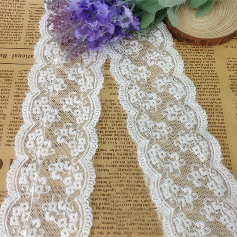 

10 yard/lot width 2.36" 6cm ivory bridal wedding dress mesh embroidered lace trim ribbon 19181L4K186