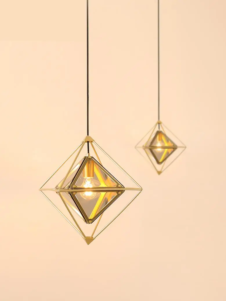 Nordic diamond style E27 Pendant Light loft cafe porch lamps shop clothing Dining Room diamond Hanging Lights novelty Lighting