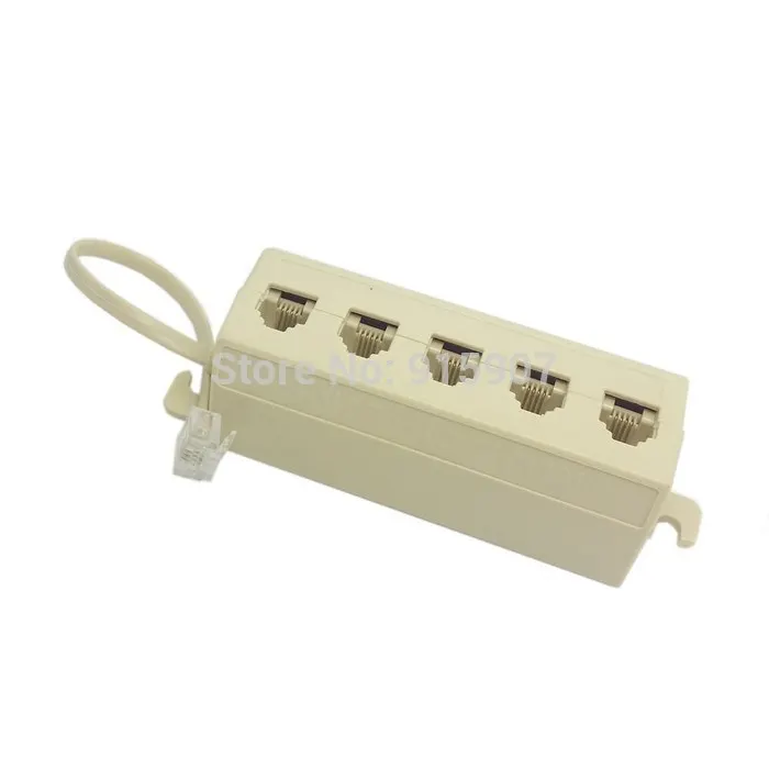 CY Chenyang Beige Color 5 Way Outlet 6P4C RJ11 RJ12 Telephone Phone Modular Jack Line Splitter Adapter 1-in-5-out