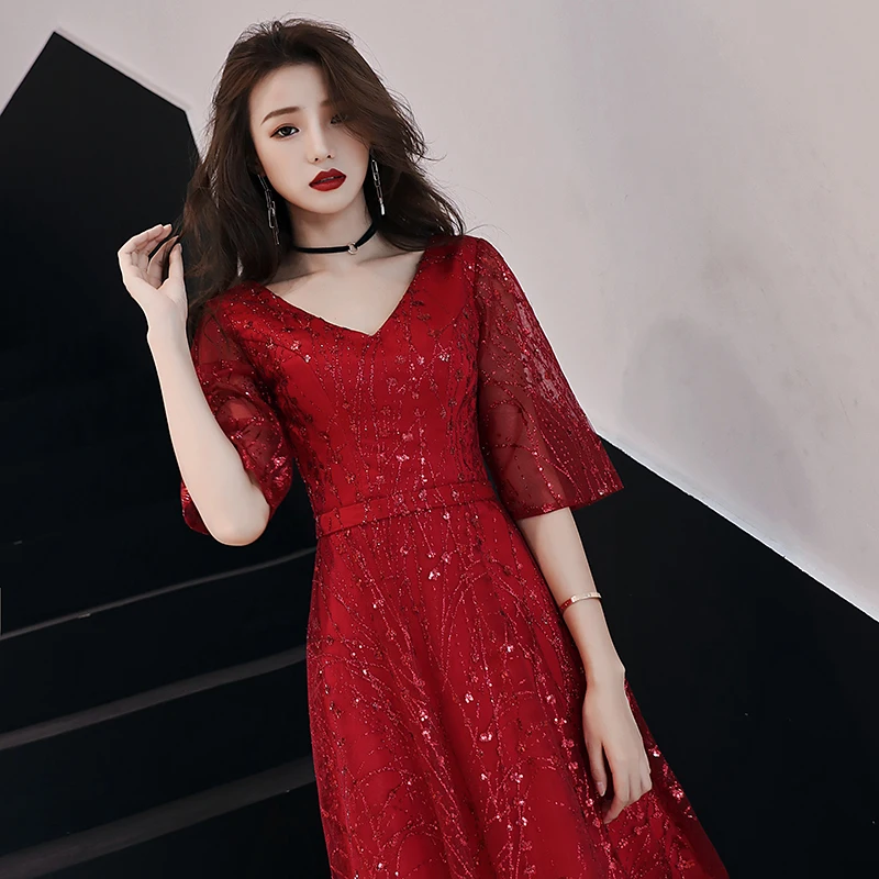 Weiyin-vestido De noche largo con espalda descubierta para mujer, traje Sexy De encaje, elegante, largo hasta el suelo, para fiesta De graduación, WY948