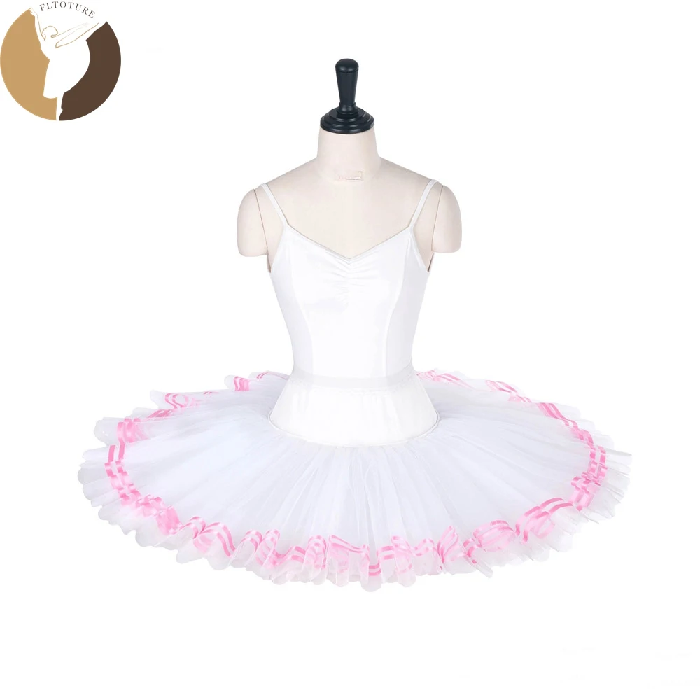 

FLTOTURE LL2003 Adult Ballet Half Tutus With Ribbon Child Practice Half Tutu Skirts Kid Custom Made Pancake Half Tutu Skirt