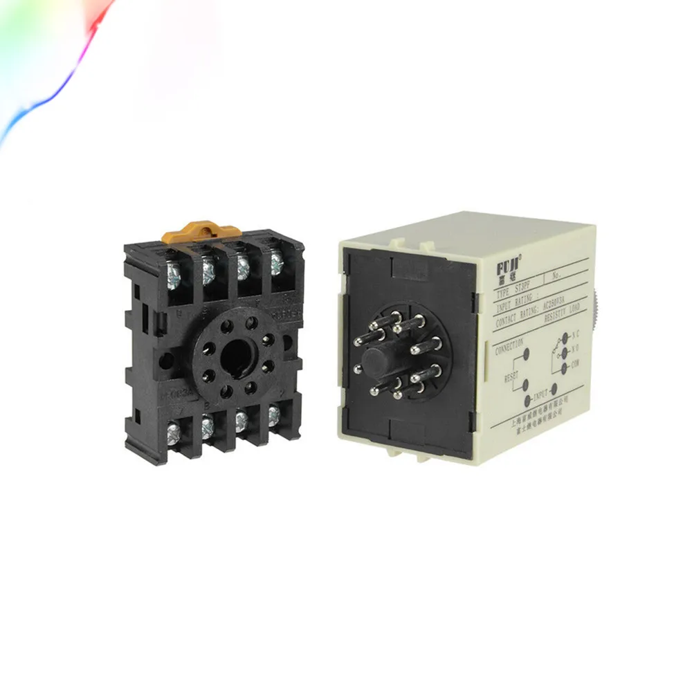 ST3PF ST3 Time relay DC12V DC24V AC110V AC220V Power Off Delay Timer Time Relay with Base Socket 8Pin 5S 10S 30S 60S 3M 10M