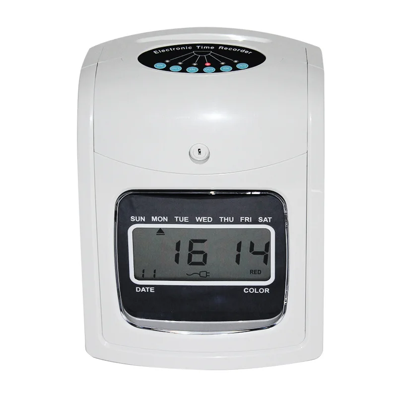 Electronic Time Clock Paper Card English Attendance Machine Punch Machine With built-in Battery Power Outage Available k-7