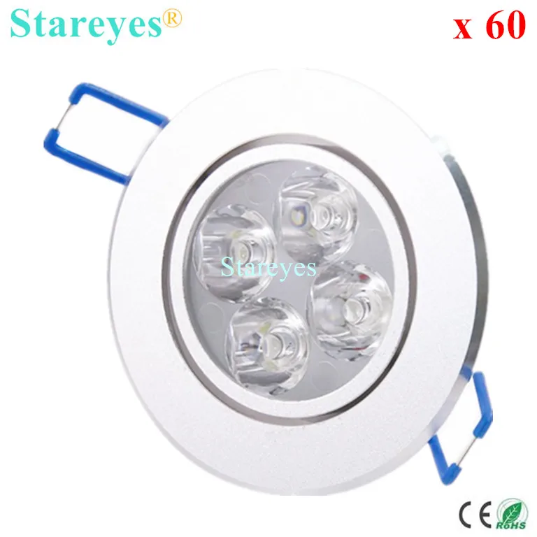 Free shipping 60 pcs 4W AC85-265V High Power LED Downlight Light Bulb Ceiling Light Bulb LED Droplight  Ceiling lamp lighting