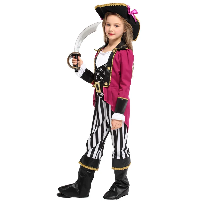 Kids Marquis Caribbean Pirate Girl Cosplay Kostuum Nieuwjaar Kerstmis Carnaval Halloween Kinderen Prinses Fancy Dress Kleding