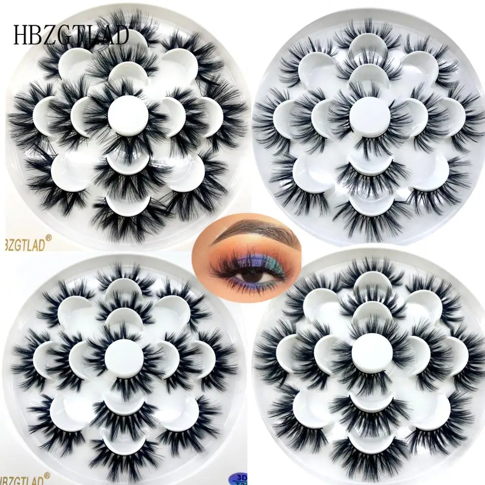 HBZGTLAD 4/7pairs 15-25mm long 3D Mink Lashes Natural Long False Eyelashes Dramatic Volume Fake Lashes Makeup Extension Eyelashe