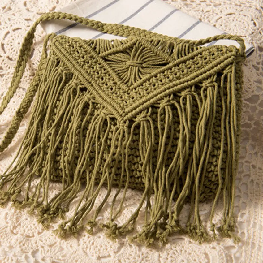 

British style simple fringed messenger straw bag retro shoulder bag summer casual beach bag