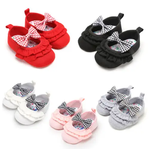 2018 Brand Baby Infant Boys Girl Soft Sole Bowknot Crib Toddler Newborn Shoes Solid Shoes Size 0-18M