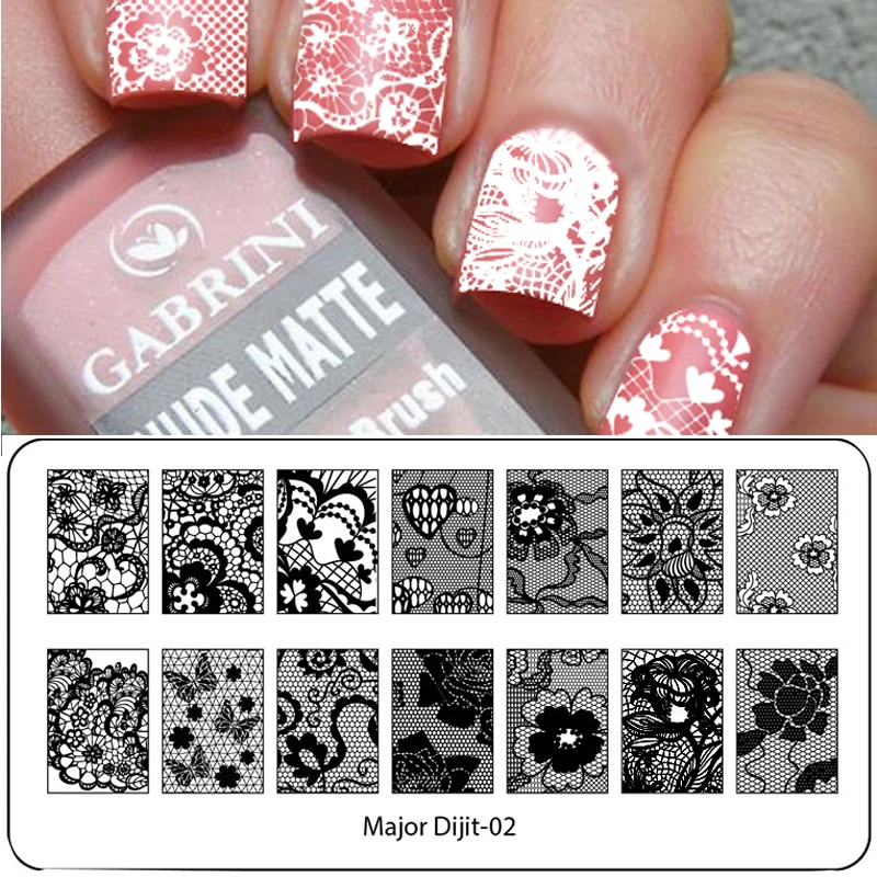 1pcs New Beauty Sexy Elegant Nail Stamping Plates Nail Art Stamp Templates Nail Polish Stencils Decorations Tools lace