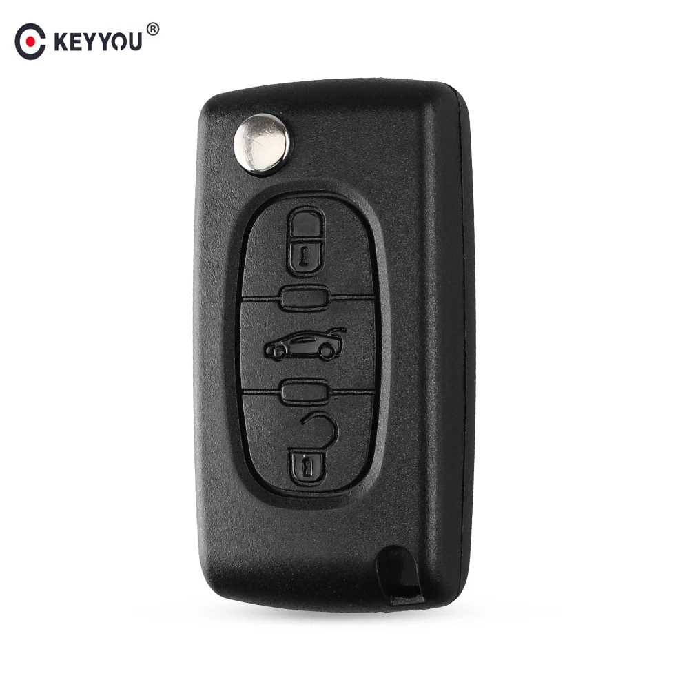

KEYYOU 3 Buttons Flip Remote Key Case Shell Key Fob For PEUGEOT 407 307 308 607 CE0536