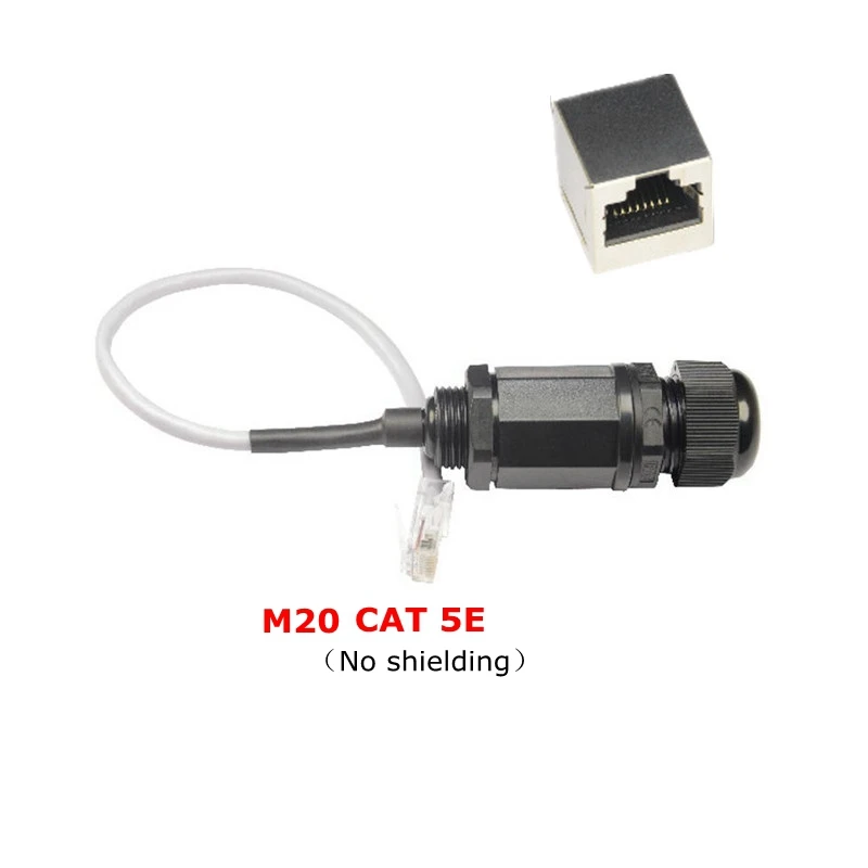 

(100pcs/lot) CAT5E RJ45 Waterproof Gland Connector Ethernet LAN IP68 Protection M20 CAT 5E RJ 45 male to female AP outdoor cable