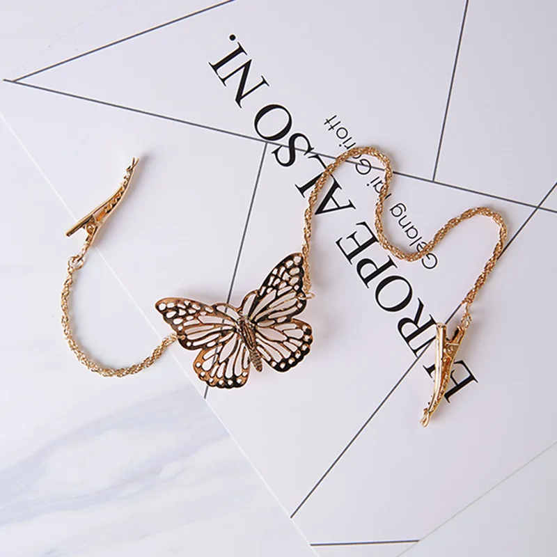 Women\'s sweet New Charm Chain Jewelry metal butterfly leaf hairpin headband Hair Accessories