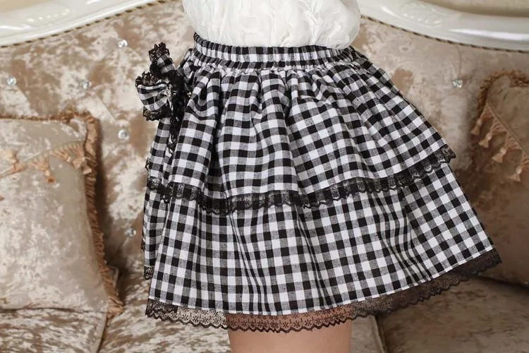 Japanische Mode Sexy Mini Röcke Lolita Mädchen Prinzessin Klassische Schwarz Weiß Plaid Preppy Stil Kurze Elegante Damen Bottoms