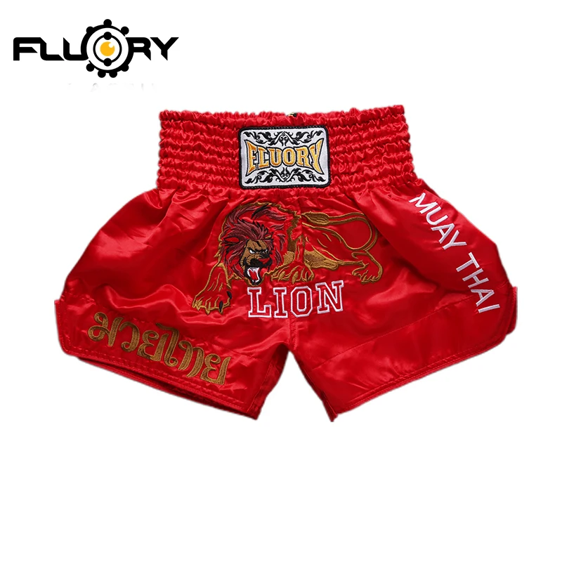 Embroidery patch muay thai shorts  Fluory\'s boxing shorts