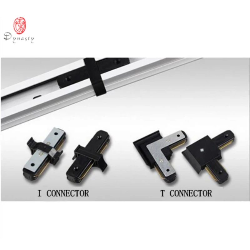 Conector de línea de pista, conector en forma de I de aluminio, conector en forma de T, focos LED, Conector de 2 cables de alta calidad en blanco y negro