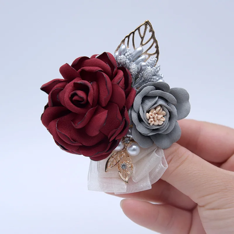 

5pcs/lot wedding corsage flower with Rhinestone for groom groomfriends best man corsage wedding decoration