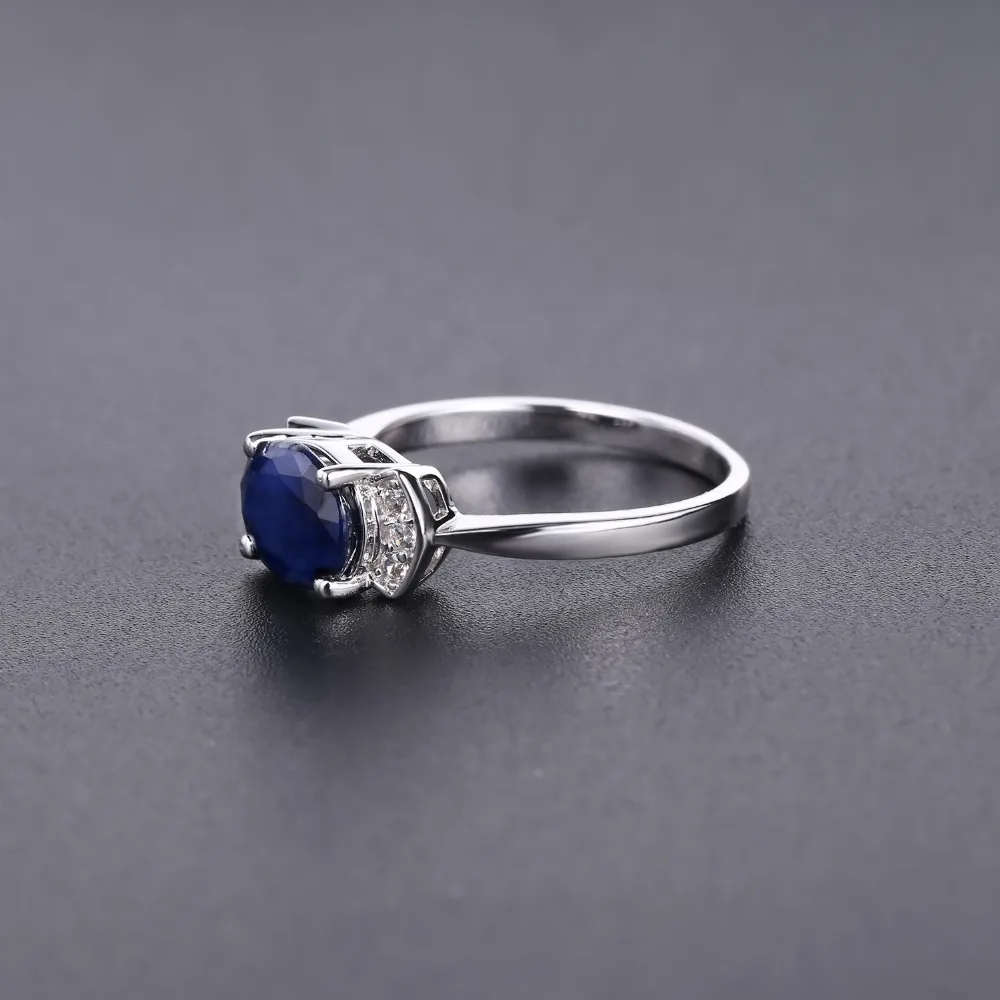 GEM\'S BALLET 2.02Ct Classic Natural Blue Sapphire Rings For Women Real 925 Sterling Silver Oval Ring Wift Anniversary Fine Gift