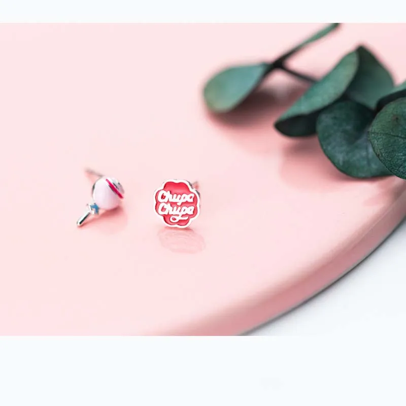 Newest S925 Fashion Children Kids Silver Jewelry Fresh Asymmetric Candy English Letter Earrings Simple Ear Jewelry 2019