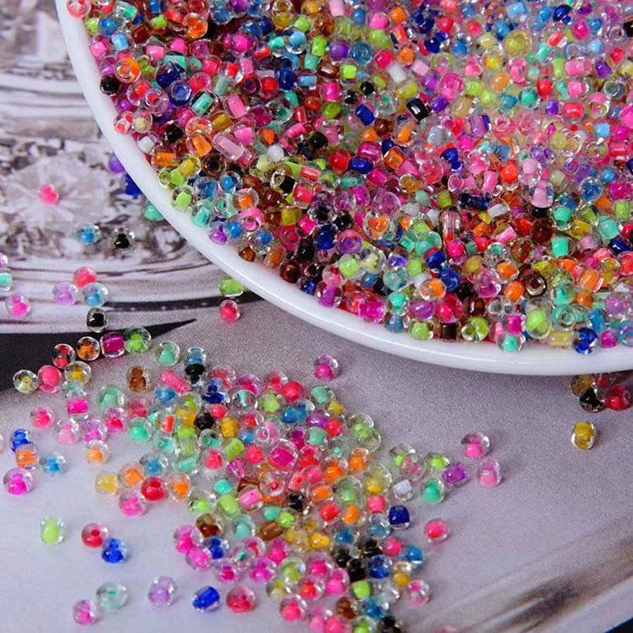 

16g 1000pcs 2mm 12/0 Mix Color Clear Colorful Round Loose Spacer Beads Cezch Glass Seed Beads Handmade Jewelry DIY Garment Bead