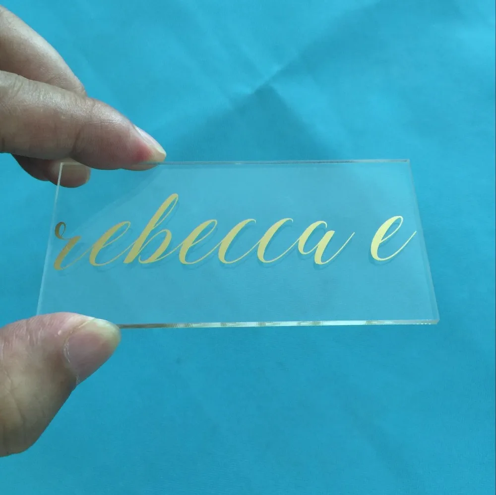 160pieces Per Lot 90x45mm Gold Mirror Acrylic Wedding Name Place Cards with White Letters SHIP TO AUSTRALIA ONLY