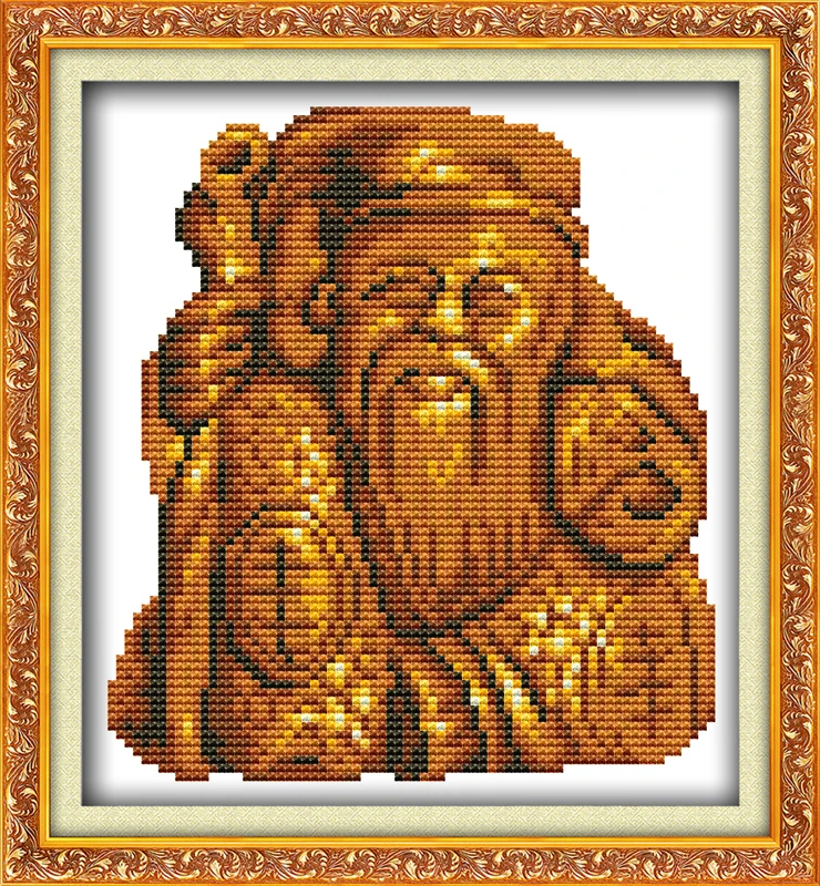 Gold statuette(9)(kitchen god) cross stitch kit 11ct count print canvas stitching embroidery DIY handmade needlework plus