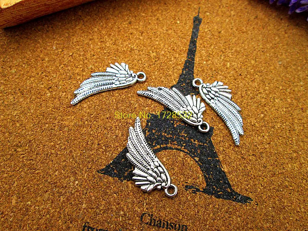 20pcs angel wing charms silver tone wing charms pendants 29X10mm