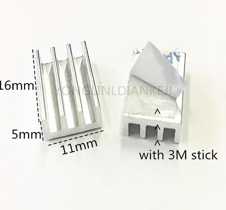 

100pcs IC heat sinks 11*5-16mm 3M stickers heat sink/Raspberry pie heat sink/aluminum heat sink