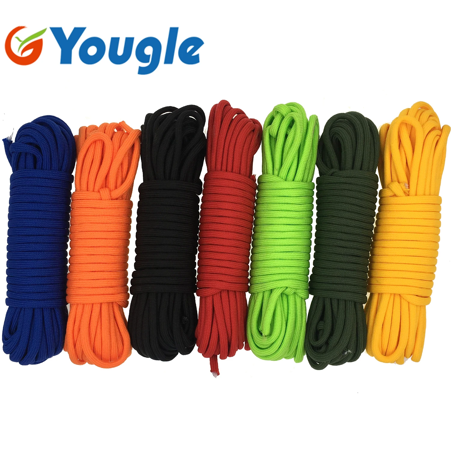 YOUGLE 15 Meters 850 LB 11 Strands Cores Parachute Cord Paracord Safety Rope Lanyard 6.5mm Diameter Outdoor Camping Hiking