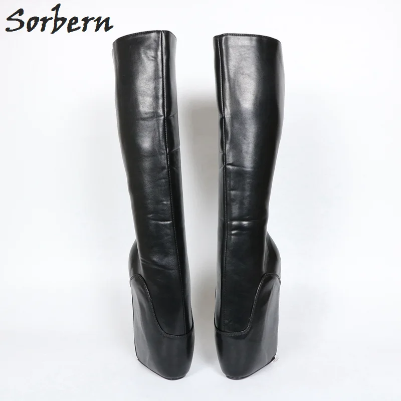 Sorbern Matte Black Ballet Wedge Women Boots Knee High Drop Shipping Women'S Boots Without Heels On Sale Online Size 11