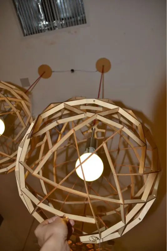 40/50cm Wood Round Ball Globe Sphere Pendant Light Fixture Korean Nordic Rustic Hanging Lamp Avize Luminaria Foyer Living Room