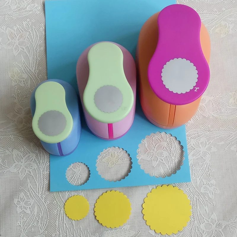 7cm 5cm 3.8cm 2.5cm wave circle shape craft punch set manual DIY hole punches cortador de scrapbook Circle punch
