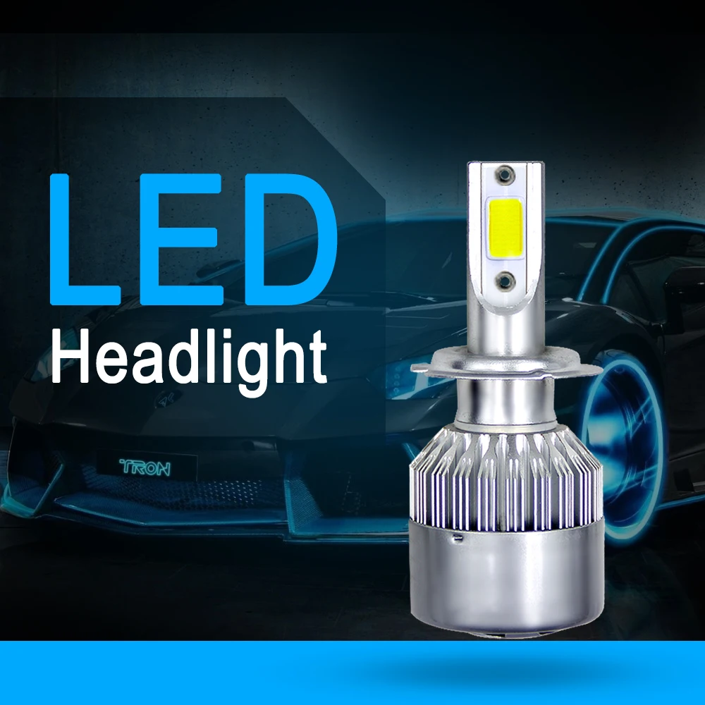 LED H1 H4 H7 H8 H9 H11 9005 HB3 9006 HB4 Car Headlight Bulb C6 Hi/lo Beam COB Kit Fog Light 12v 3000K 4300K 6000K 14000K Purple