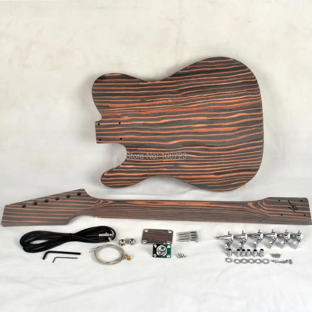 DIY Electric Guitar Kit Zebrawood Body and Neck TL Style